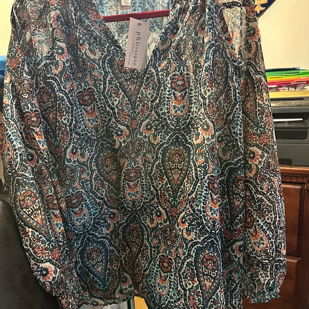 Philosophy Women's Paisley Blouse - Blue and Orange